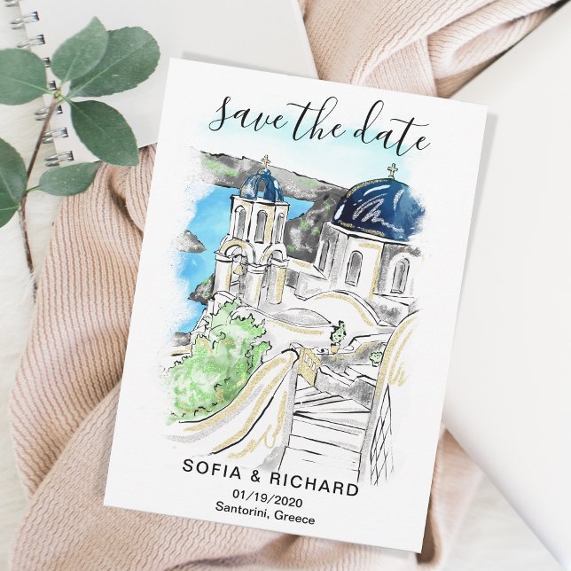 Invitation Destination Grèce île grecque Santorin (Créateur téléchargé)