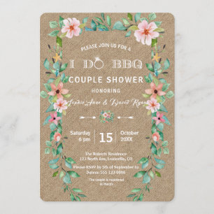 Invitation Destination Luau Tropical Floral Wreath I DO BBQ