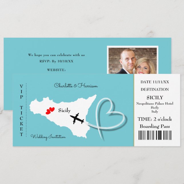 Invitation Destination Mariage Italie Europe (Devant / Derrière)