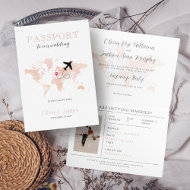 Invitation Destination Mariage Passeport Blush Pink World Car