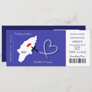 Invitation Destination Mariage Rhodes Grèce billet