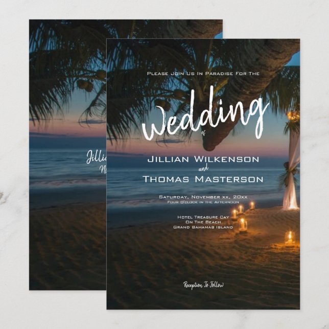 Invitation Destination Paradise - Mariage (Devant / Derrière)