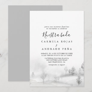 Invitation Destination Rustique Hiver Montagne Nuestra Boda