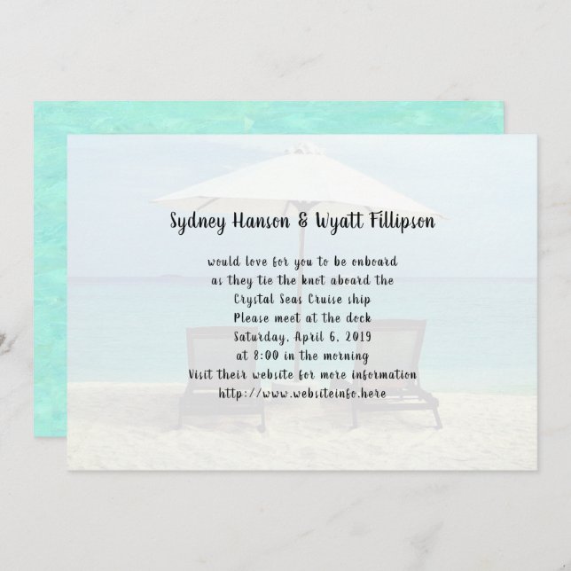 Invitation Destination Simple Mariage Chaises De Plage Invita (Devant / Derrière)