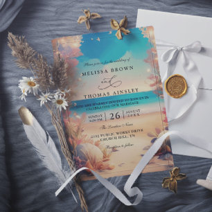 Invitation Destination Sur la plage mariage élégant moderne