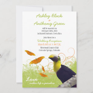 Invitation Destination Tropical Toucan Réception de mariage u