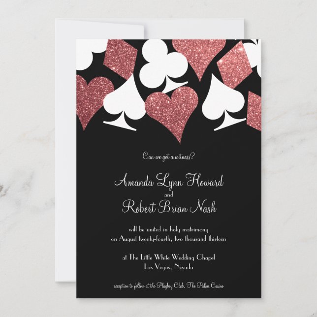 Invitation Destiny Las Vegas Mariage Inviter Rose Gold Partie (Devant)