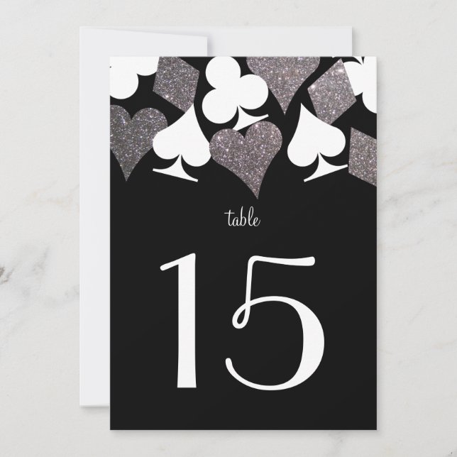 Invitation Destiny Vegas Mariage Réception Argent TableNuméro (Devant)