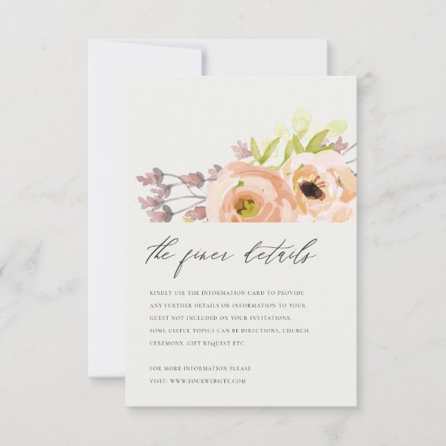 INVITATION DÉTAIL DU MARIAGE FLORAL DE POINTE BLANCHE ROSE BL (Devant)