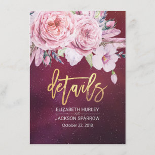 Invitation Détail du mariage Flore Éclairages à cordes Bourgo