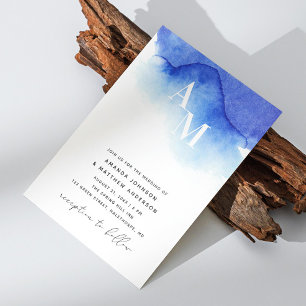 Invitation Détails de code QR de mariage nautique bleu aquare