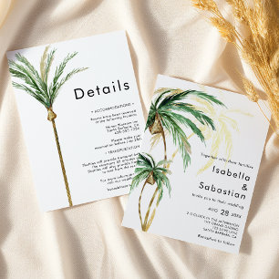Invitation Détails de destination Palm Tree Tout en un Mariag