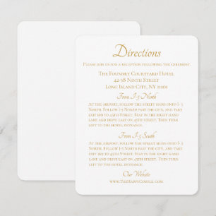 Invitation Détails de directions de mariage élégants en or Gl