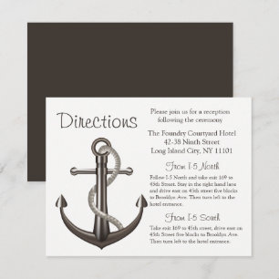 Invitation Détails de directions de mariage Marron d'ancre na