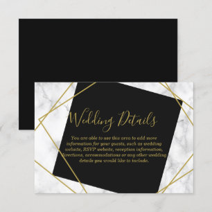 Invitation Détails de la réception Marble Black et Faux Gold