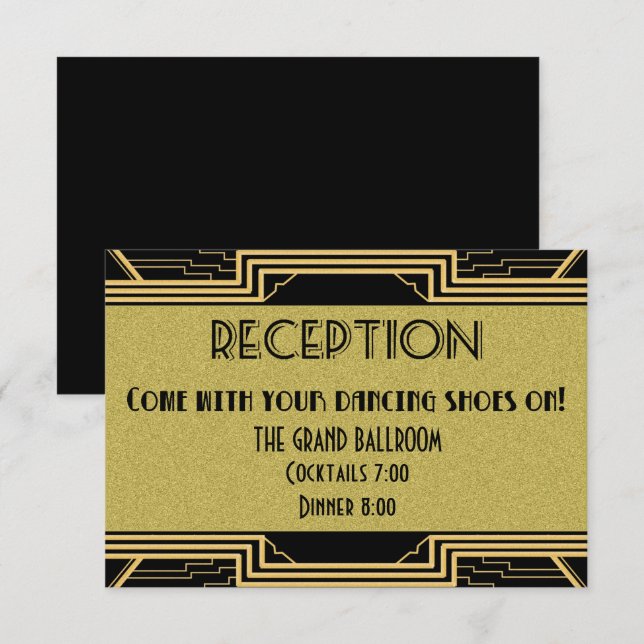 Invitation Détails de la suite de mariage Gatsby Gold Récepti (Devant / Derrière)
