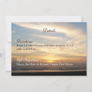 Invitation Détails de mariage à la plage au coucher du soleil