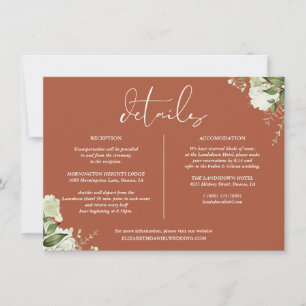Invitation Détails de mariage à la verdure en terre cuite Inf