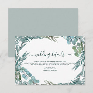 Invitation Détails de mariage à l'aquarelle de verdure d'euca