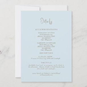 Invitation Détails de mariage bleu ciel inclus