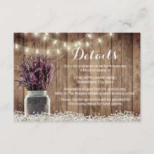 Invitation Détails de mariage dans un pot Mason floral à la l