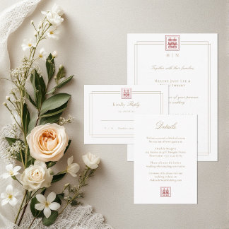 Invitation Détails de mariage Double Joie Élégant Moderne