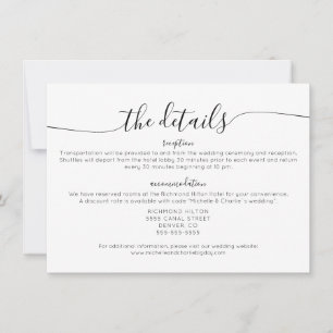 Invitation Détails de mariage élégants minimalistes simples