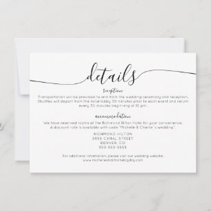 Invitation Détails de mariage élégants minimalistes simples