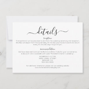 Invitation Détails de mariage élégants minimalistes simples