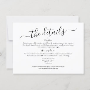Invitation Détails de mariage élégants minimalistes simples