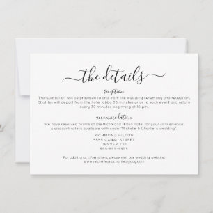 Invitation Détails de mariage élégants minimalistes simples