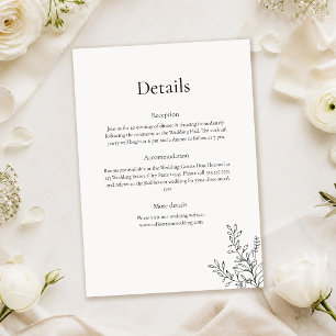 Invitation Détails de mariage en art linéaire minimaliste noi