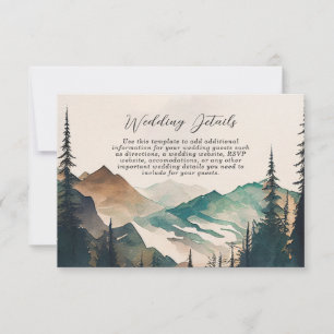 Invitation Détails de mariage en montagne à l'aquarelle