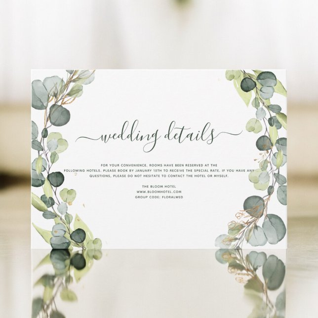 Invitation Détails de mariage Eucalyptus Verdure Succulent (Créateur téléchargé)