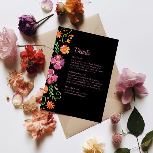 Invitation Détails de mariage Fiesta Florale Mexicaine Coloré