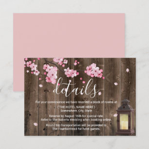 Invitation Détails de mariage floral rose lanterne vintage