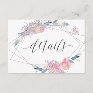 Invitation Détails de mariage géométriques floraux à l'aquare