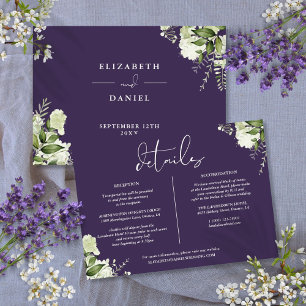Invitation Détails de mariage Purple Greenery Information