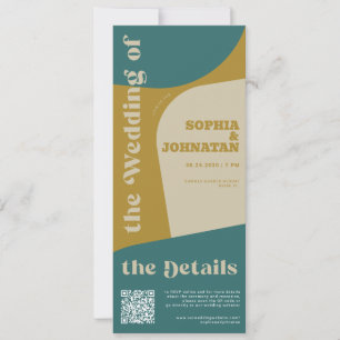 Invitation Détails de mariage QR rsvp fantaisiste coloré rétr