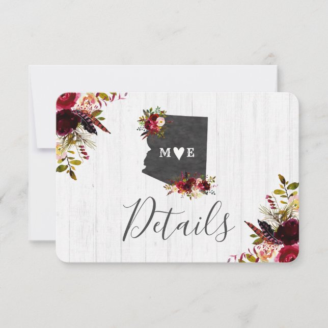 Invitation Détails de mariage rustique de destination de l'Ét (Devant)