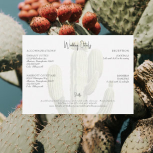 Invitation Détails de mariage tropical Cactus Moderne