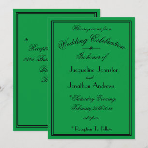 Invitation Détails de police simple noir mariage vert émeraud