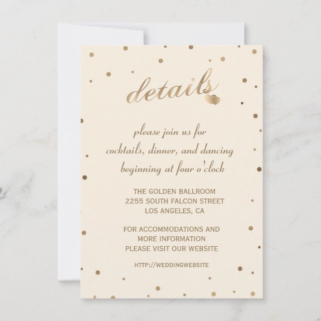 Invitation Détails de réception de mariage au champagne avec  (Devant)