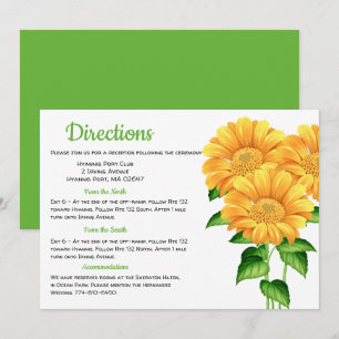 Invitation Détails de tournesol Directions Floral Vert Mariag