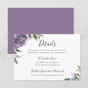 Invitation Détails du Mariage botanique pourpre