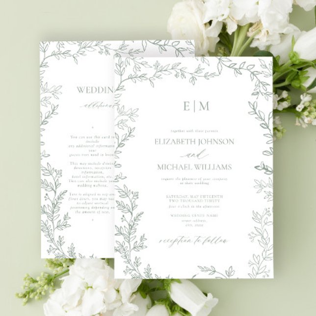 Invitation Détails du Mariage de Monogramme Élégant de la feu (Créateur téléchargé)