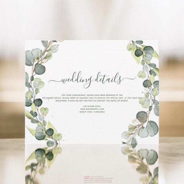 Invitation Détails du mariage Eucalyptus Vert Succulent (Créateur téléchargé)