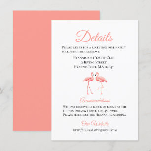 Invitation Détails du Mariage tropical Flamant rose rose Plag