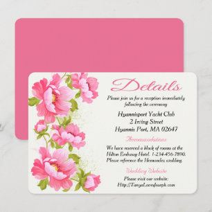 Invitation Détails Floraux / Directions Mariage Rose Pivoine