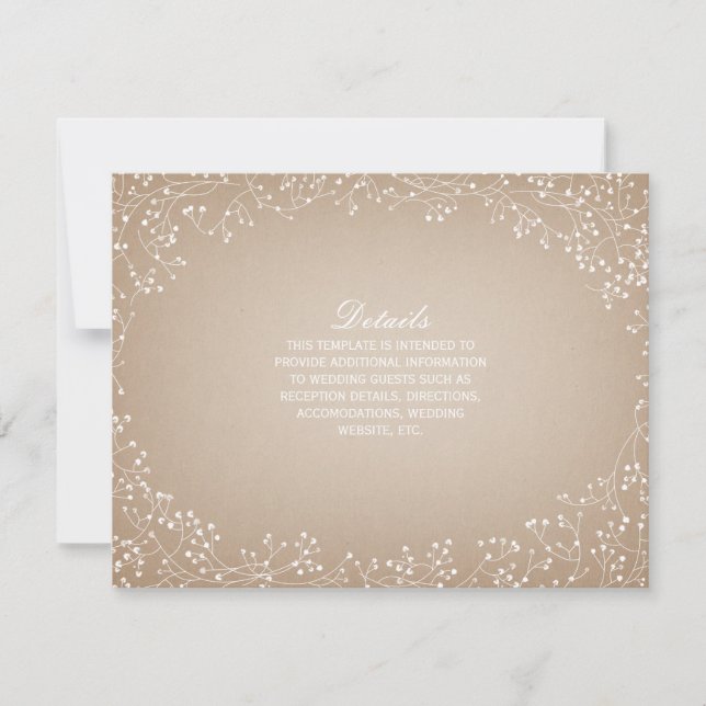 Invitation Détails Inspirés de Papier Cartonné et Fleur de Ba (Devant)